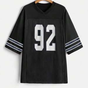 เสื้อฟุตบอลถักคอวีแขนสั้นสำหรับผู้ชายเสื้อถักมีตัวอักษรผ้าแจ็คการ์ด - Product Image 6