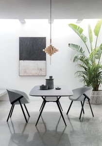 Mesa de comedor biplano Muebles de diseño moderno para comedor o cocina Mesa de estilo contemporáneo con marco de metal y tapa de vidrio - Product Image 3