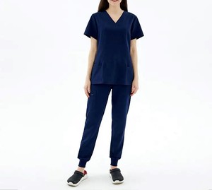 Alta calidad de moda sólido Unisex fácil cuidado uniformes Scrub traje enfermera Hospital Scrubs uniformes conjuntos - Product Image 5