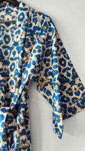 Robe de Spa Boho bleue légère pour femme 100% coton Kimono Cover-Up thermique pour l'été plage hiver Resort Wear ODM Supply - Product Image 4