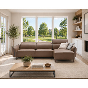 Daniele Modern Living Room Sofa Set Sectional <b>Recliner</b> Options Genuine Leather Fabric Upholstery Extendable Wood Metal Frame - Product Image 6