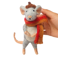 Jouet de souris en feutre, écharpe d'hiver, ornement en laine faite main, peluche, couverture, maille, mignon, écologique, décoration de Noël, fabriqué au Népal