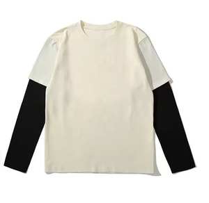 Streetwear personnalisé en détresse T-shirt à manches longues pour hommes 100% coton délavé à l'acide Boxy Double couche imprimé T-shirt coupe ample - Product Image 3