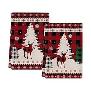 Serviettes élégantes en coton biologique 100% avec motif de rennes brodés, pour le golf, la cuisine, les fêtes et les mariages, tailles personnalisables, certificat GOTS - Product Image 5