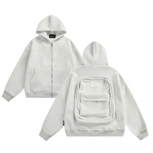 Sudadera con Capucha y Mochila Unisex Personalizada de Estilo Urbano, Sudadera de Viaje de Algodón Grueso con Cremallera y Mochila - Product Image 1
