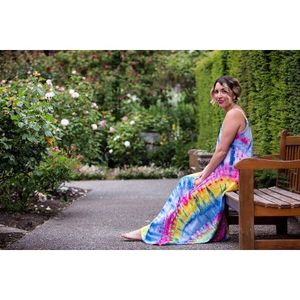 Nuevo vestido largo bohemio para mujer 100% rayón sin mangas Tie Dye patrón cintura Natural estilo Casual lavable - Product Image 1