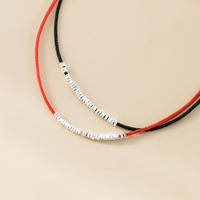 Bracelet minimaliste noir rouge en argent sterling perle cadeau de mode