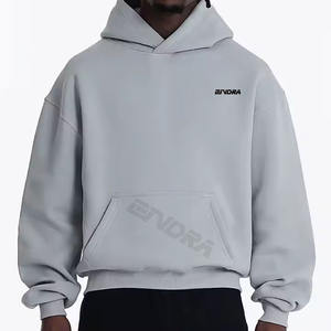 Sudadera con capucha recortada con hombros caídos de algodón para hombre, ropa de calle, sudaderas con capucha para hombre, ropa de gran tamaño 2025 - Product Image 4