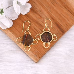 ต่างหูหินกลมทรงโบโฮมาลินกา แจสเปอร์ รุ่นใหม่มาแรง ต่างหูห้อยชุบทองเหลือง ขายดี สำหรับผู้หญิง ของขวัญ เครื่องประดับ - Product Image 4