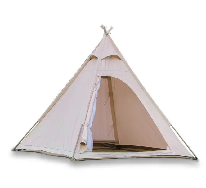 Indian Style Hot Sale 3-4 Persons Hiking Tipi Cotton Canvas Glamping Family Tent