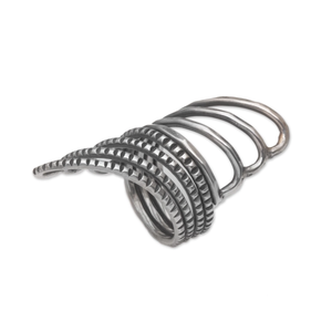 Natura Bague de cocktail en argent sterling 925 fabriquée à la main Finition mixte Large bande Forces opposées Conception Cadeau d'anniversaire de maman Bijoux - Product Image 3