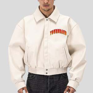 Chaqueta universitaria de talla grande de alta calidad para hombre, bordado de chenilla, ropa de calle personalizada de cuero genuino 100%, chaquetas de invierno para hombre - Product Image 4