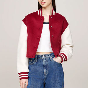 Wholesale Women Crop Varsity <b>Quilted</b> Denim Jacket 100% Cotton Windproof Eco-Friendly Reversible Breathable Custom Letterman - Product Image 5