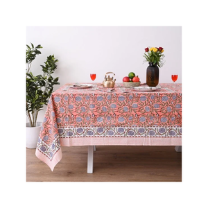 Nappe à motif géométrique avec bordure contrastante, couverture de table contemporaine pour l'hôtellerie, vente en gros, sur mesure, fabrication en Inde, OEM, ODM - Product Image 1