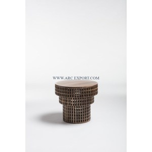 Accueil Table d'appoint Métal et verre Cadre plaqué or Unique Standard Designer Forme ronde Bureau et café Table d'appoint décorative - Product Image 3