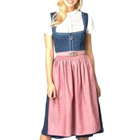 2025 Traditionelles Oktoberfest Damen Schönes Trachtenmode Dirndl Kleid Deutsch Bayern Besticktes Vichy-Karo Mini-Set für Erwachsene