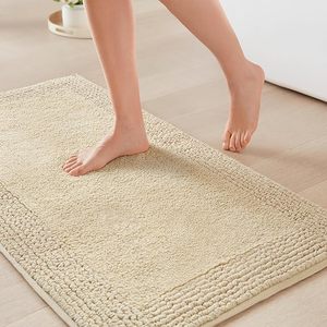 Tapis de salle de bain extra doux et absorbants en chenille, tapis de bain de luxe, adaptés aux animaux domestiques, résistants aux taches, avec dos antidérapant en caoutchouc, pour la maison et l'hôtel - Product Image 1