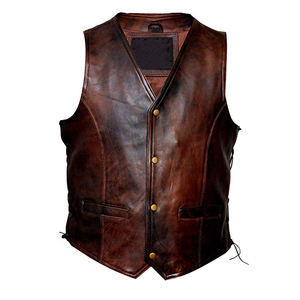 2026 Men Real <b>Leather</b> <b>Vest</b> Sleeveless Motorcycle <b>Biker</b> Waistcoat Cowhide Lambskin Custom OEM Logo Wholesale Manufacturer - Product Image 1