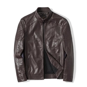 2025 <b>Men's</b> Stand Collar PU Leather <b>Jacket</b> Fall Winter Thermal Lined Full Zip <b>Slim</b> <b>Fit</b> Casual Streetwear <b>jacket</b> for <b>men</b> - Product Image 6