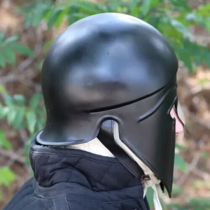 Casque d'hoplite corinthien antique en acier de calibre 20, du 15e siècle, nickelé noir poli, émail dur, armure, décoration intérieure - Product Image 3