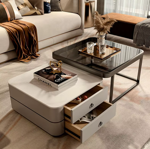 Mesa de centro contemporánea de acero inoxidable y vidrio, marco de base de vidrio, aspecto moderno más vendido 2021 para sala de estar - Product Image 4