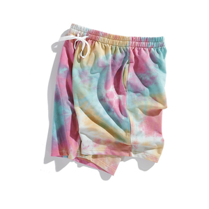 Short de course stylé Tie Dye pour garçons en design multicolore avec cordon de serrage à la taille avec poches avec étiquette et logo personnalisés - Product Image 4