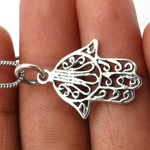 Hamsa รูปทรงมือช่างอินเดียดูเครื่องประดับทํามือ 925 เงินสเตอร์ลิงขายส่งราคาโรงงานผู้ผลิตจํานวนมากผลิตในอินเดีย - Product Image 4