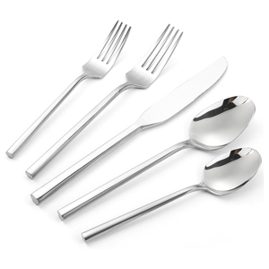 Cuillère de luxe en acier inoxydable Cuillère de dîner de mariage d'hôtel 5 pièces Ensemble de couverts de luxe Dernier concepteur Meilleur prix Acier miroir - Product Image 6