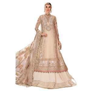 Créateur de mode brodé strass pli luxe indien pakistanais mariée Maxi Lahenga Choli 3 pièces costumes de mariage pour - Product Image 1