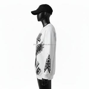 Sudadera de gran tamaño para mujer 380 GSM Premium algodón polar tela blanco estampado de diamantes de imitación logotipo personalizado mujeres sudaderas transpirables - Product Image 3