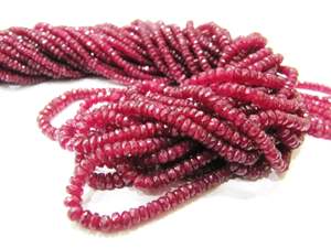 Natural sin tratar de alta calidad rojo rubí Rondelle facetado 3-4mm collar en capas con cuentas 24 pulgadas de largo ELEGIR número de capas - Product Image 3