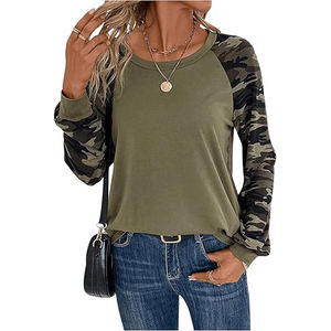 T-shirt imprimé à manches longues pour femme, tricot doux et flexible, style décontracté moderne, motif uni, confortable à porter, anti-froissement, séchage rapide - Product Image 1