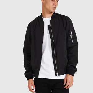 Blouson aviateur noir style High Street personnalisable pour hommes, vêtements d'extérieur chauds et coupe-vent pour l'hiver avec logo sur le devant - Product Image 2