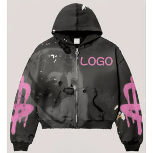 Sweat à capuche graphique Y2k en molleton déchiré à bord brut imprimé DTG de qualité supérieure, coupe régulière, pour homme, hiver - Product Image 6