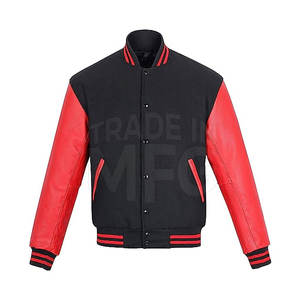 Chaqueta Lettermen con mangas de cuero de fabricante de servicio OEM hecha en Pakistán chaqueta Lettermen con mangas de cuero de alta calidad - Product Image 1