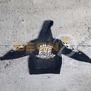 Sudaderas con capucha con estampado de soplo de peso pesado de 420gsm, chándales para hombre, sudadera de algodón 100%, ropa informal personalizada, Sudadera con capucha - Product Image 4