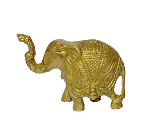Statues d'éléphant en laiton Art déco faites à la main Trunk Up Figurine porte-bonheur pour la décoration intérieure et les cadeaux Pièce maîtresse à motif animal - Product Image 1