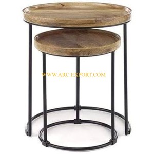 Mesas nido de Metal de forma redonda, marco de Color dorado con tapa de mármol, muebles decorativos para oficina en casa y cafetería, mesa de centro en India - Product Image 6