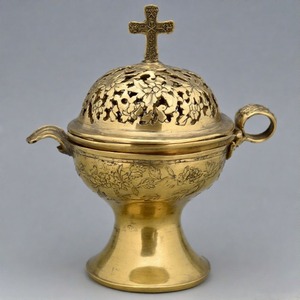 Quemador de carbón de latón bendito, incensario colgante, quemador de incienso de Iglesia Vintage para ambiente ceremonial y espiritual - Product Image 6