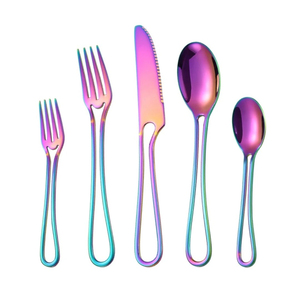 Wholesale Wedding Flatware Travel Spoon <b>Fork</b> <b>Knife</b> Gold Plated With Full Loop Handle Reusable Stainless Steel Cutlery Set - Product Image 2