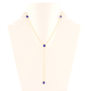 Nouveau Design de mode collier en Y minimaliste rond bleu Iolite Quartz boucle délicate collier Lariat plaqué or chaîne extensible collier - Product Image 4