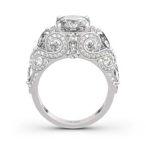 Bague Jeulia Vintage en argent sterling plaqué rhodium avec diamant taille coussin en dentelle - Product Image 1