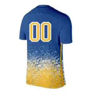 Maillot de football américain bleu et blanc, nom et numéro, unisexe, col en V, personnalisé, manches courtes - Product Image 2