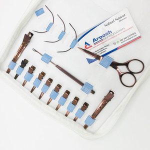 Vente en gros Aroosh Corp Kit d'outils professionnels d'extension de cheveux Pince à crochet Aiguille Ciseaux Clips Or rose Chirurgical Inoxydable - Product Image 4