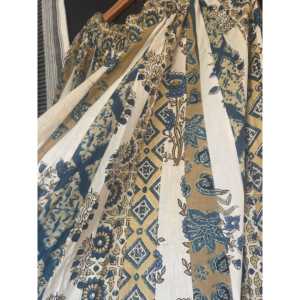 Falda cruzada acampanada con paneles y estampado a mano, talla grande, de algodón tejido transpirable tipo denim para danza del vientre - Ajrakh Stone - Product Image 3