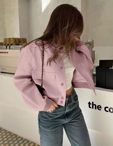 Blouson aviateur universitaire boutonné décontracté pour femme 100% coton vêtements d'extérieur d'hiver avec poches - Product Image 4