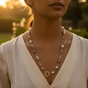 Collier bohème tendance pour femme, style religieux classique, perles, chaînes en bois, forme de pompon, cadeau religieux - Product Image 3