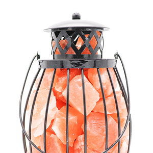 Jaula de Hierro Negra de Alta Calidad con Lámpara de Sal Rosa de Forma Natural, Embalaje Individual - Producto Artesanal Natural - Product Image 2