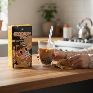 Kit de thé au lait à bulles instantané, saveur matcha au sucre brun, boîte de 240g - Product Image 2