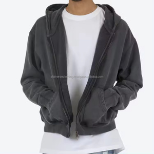 Sudadera con capucha de verano para hombre Terry de lana pesada personalizada al por mayor, ropa 3D de alta calidad con hombros caídos y cremallera completa de diseñador - Product Image 4
